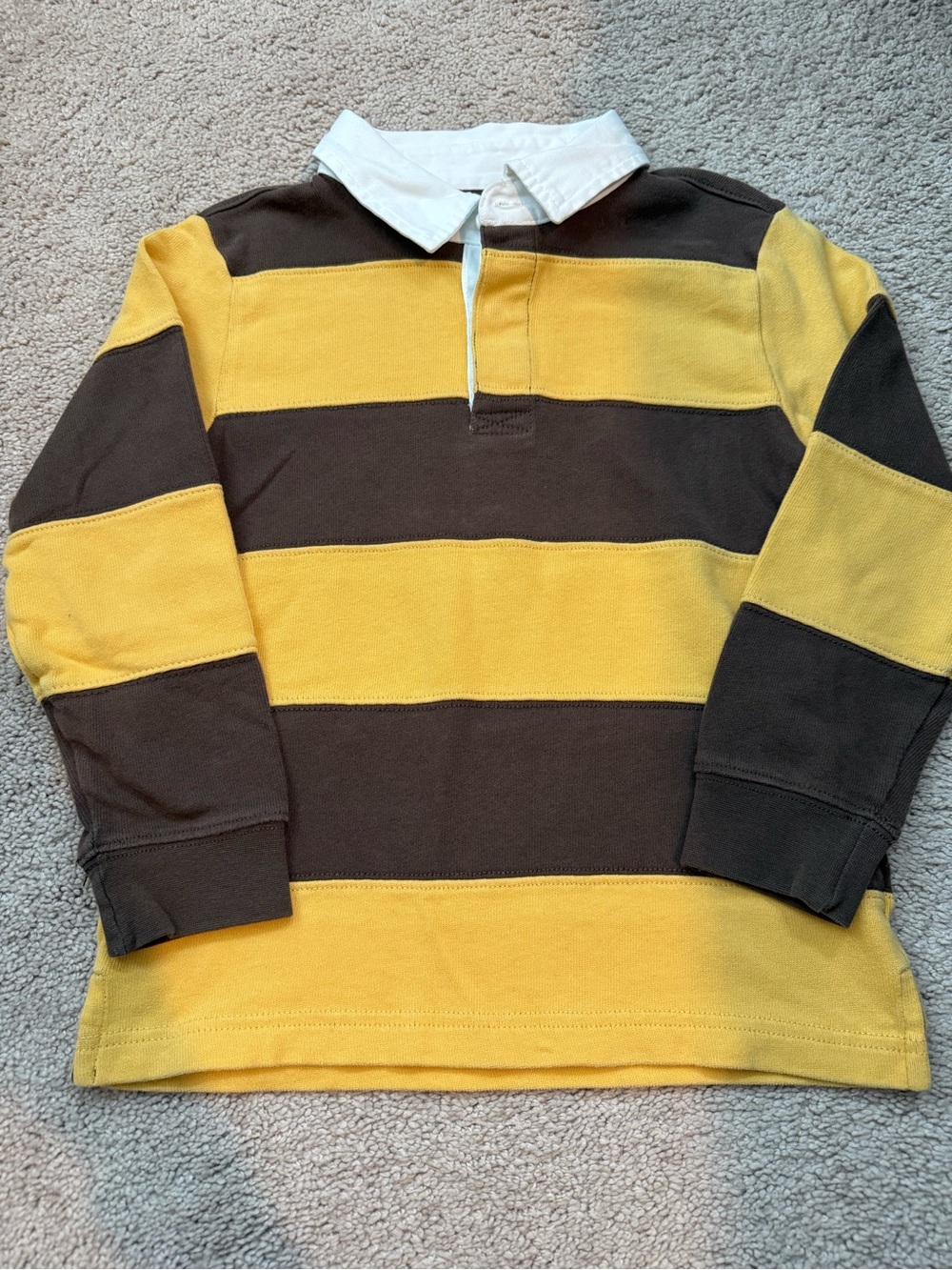 Gymboree Boys Size 6 Long Sleeve Rugby Shirt - Yellow, Brown & White Collar
